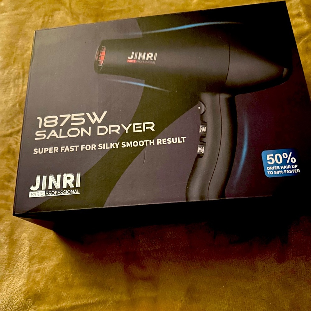 1875 watt blow dryer, Made by JINRI and dries your hair twice as fast!